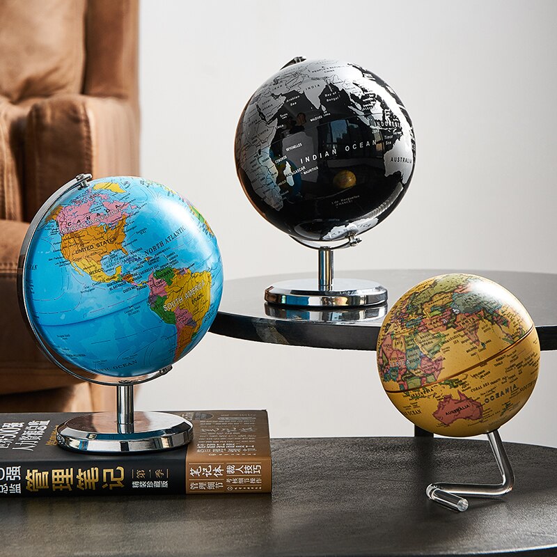 1Pc Decor Accessoires Retro Wereldbol Moderne Leren World Map Globe Studie Bureau Decor Globe