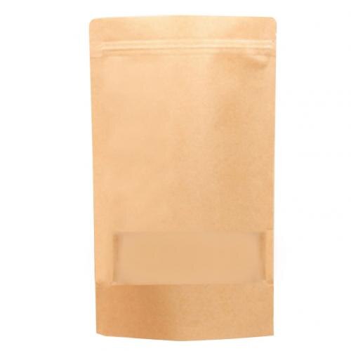 50pcs Kraft Paper Bags Zip Lock Brown With Window Stand Up Pouchs Tea Coffee Bean Candy Wedding Packaging Food Storage: Yellow 20cm x 30cm