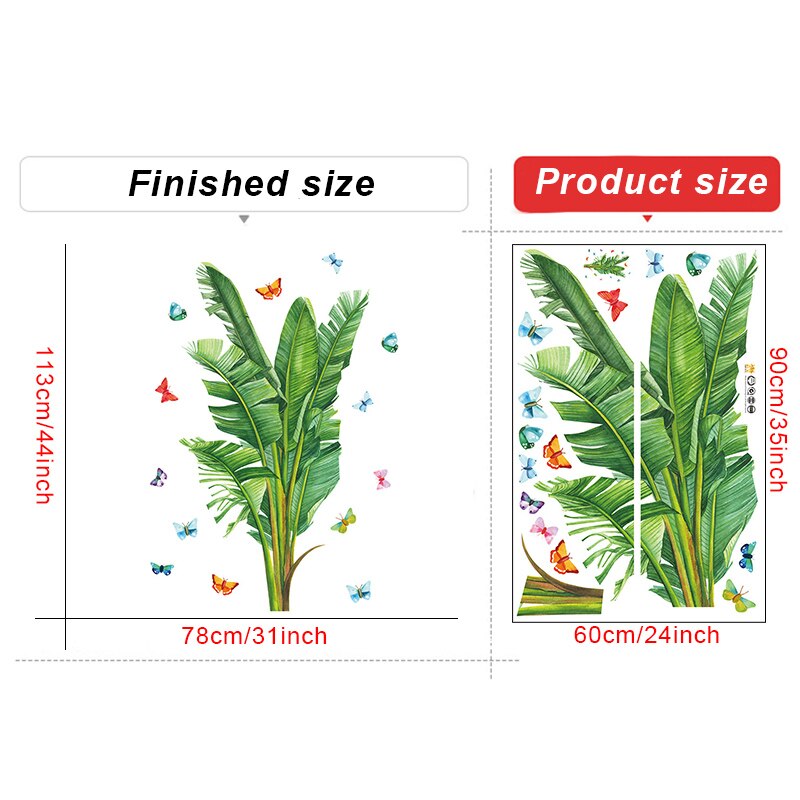 1Nordic Green Banana Leaf Wall Stickers For Living Grandado 1nordic-green-banana-leaf-wall-stickers-for-living-grandado