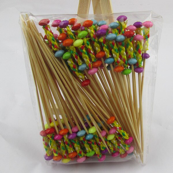 XUNZHE 12Cm Disposable bamboo / color acrylic Cocktail Drink Stirring Sticks Food Dessert Picks Fruit Fork postre accessories: 14