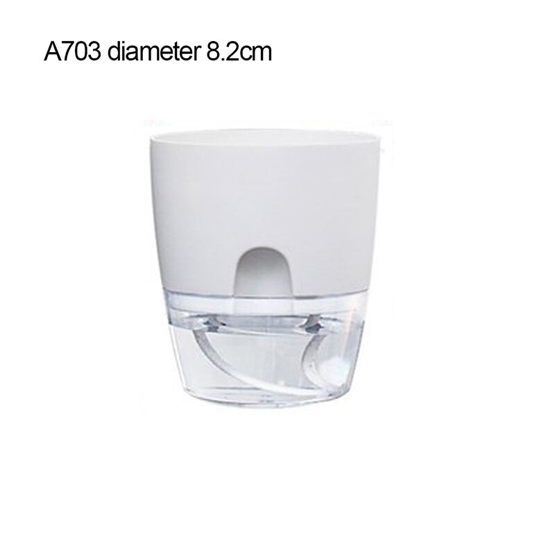 Watering Planter Handmade Double Layer Self Watering Plant Flower Pot With Water Container Round Flowerpot Home Garden Decor: 8.2cm White