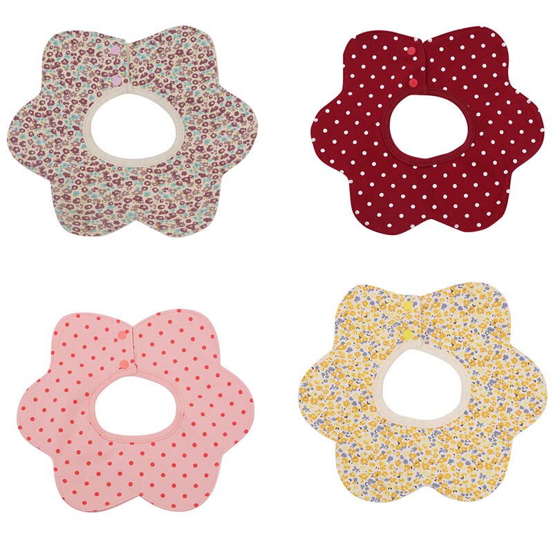 Baby Waterdichte Bib 360 ° Draaien Puur Katoen Huidvriendelijke Schortje Hexagon Bloemvorm Cartoon Vlekken Multifunctionele voeden Sjaal