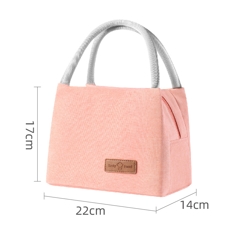 Wasserdichte Tragbare Isolierte Kühltasche Thermische Einfache Leinen Handtasche zu Arbeiten Schulter Gurt Bento Mittagessen Tasche für Lebensmittel: 22x14x17 Rosa