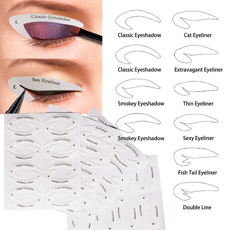 Oogmake-up Quick Eyeliner Oogschaduw Stencil Stickies 1 Pc/4 Pcs Lazy Nuttig Oogschaduw Mallen Kaart Trekken Eye template Beauty Tool