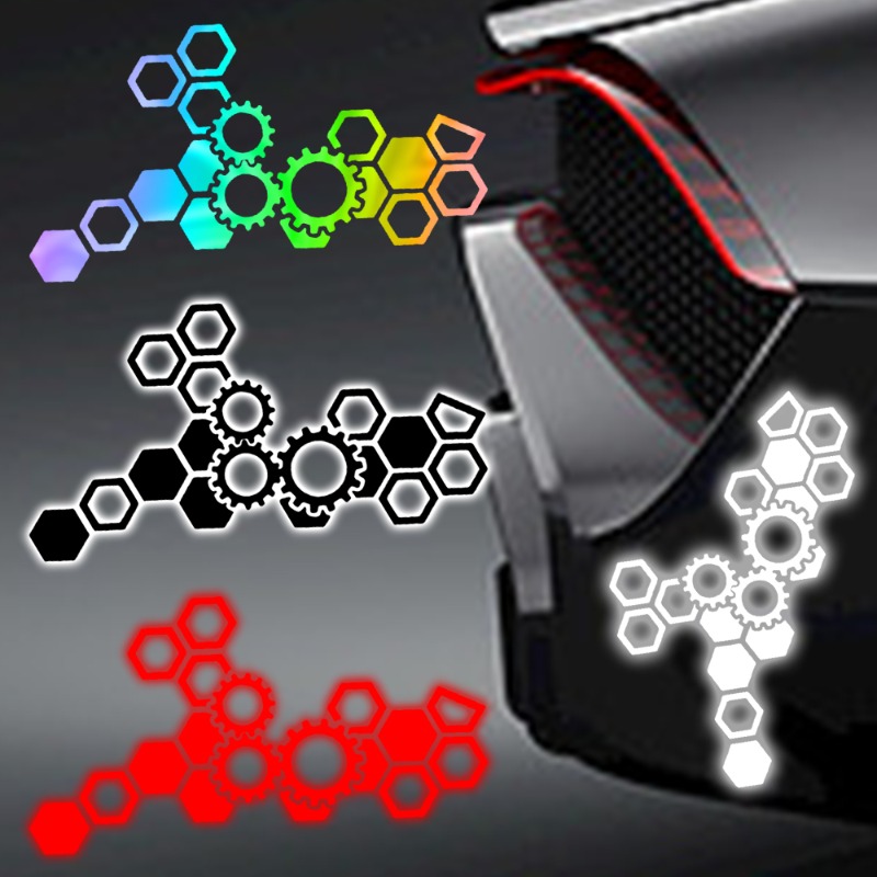 Auto Reflecterende Body Stickers Honingraat Vorm Zeshoekige Stickers Motorfiets Veiligheid Reflecterende Waarschuwingsstickers Auto Decoratie
