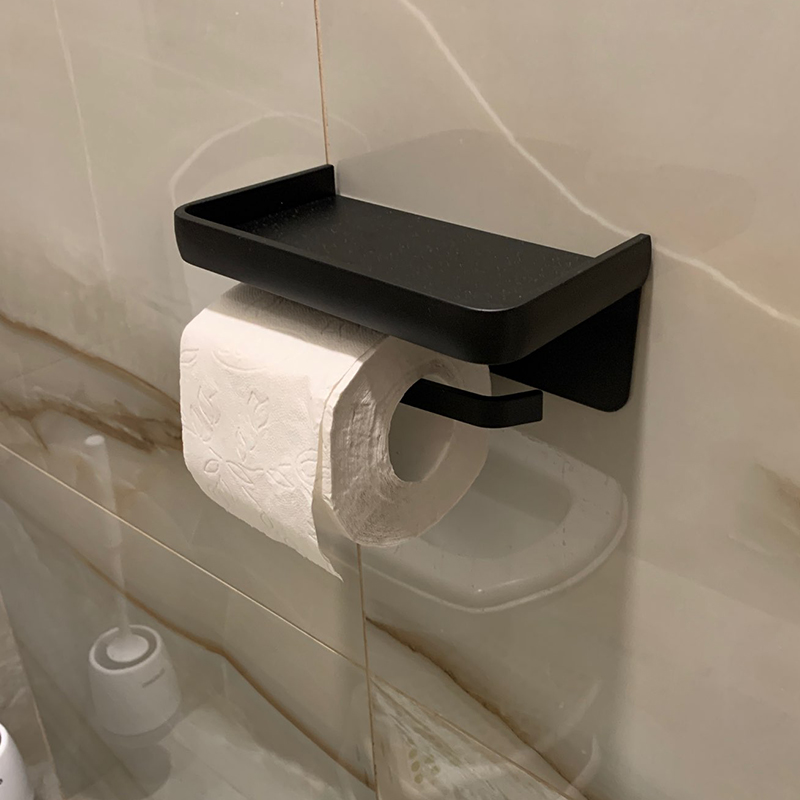 Rustfritt stål toalettpapirholder bad veggfeste wc papir telefonholder hylle håndkle rull hylle tilbehør: Lysegrå