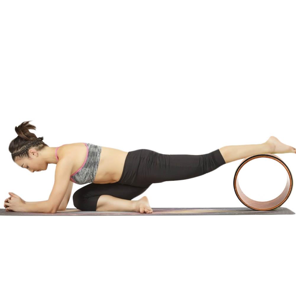 Fitness yogahjul naturlig kork hul forbedrer rygbøjninger stretch pilates cirkel yoga tilbehør fitness hjul pilates ring
