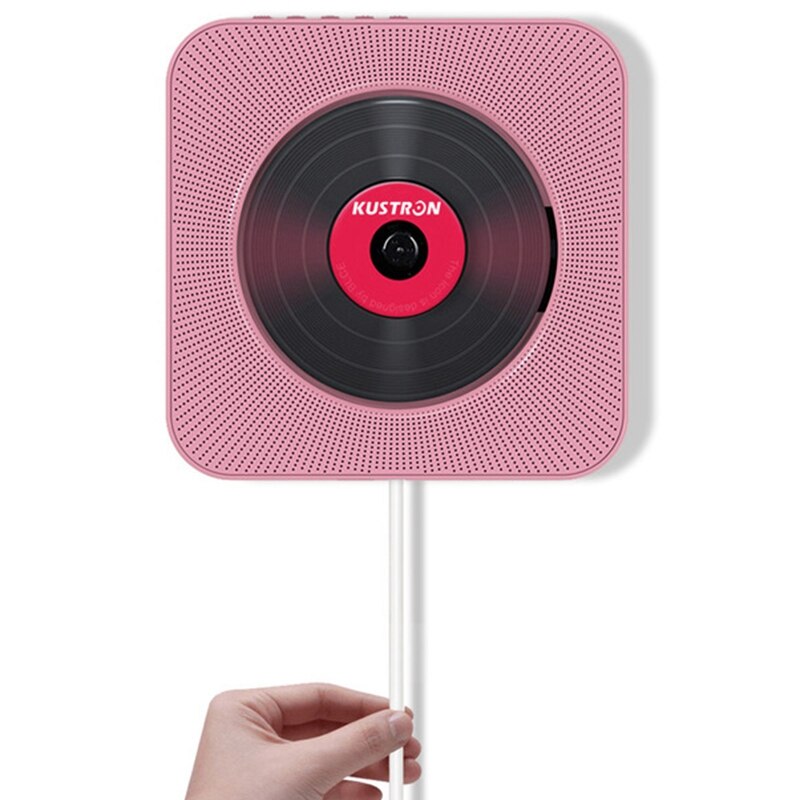 Kustron reproductor de Cd Bluetooth montado en la pared altavoz de Audio Bluetooth educación Prenatal educación temprana Hifi altavoz Usb Drive: Pink