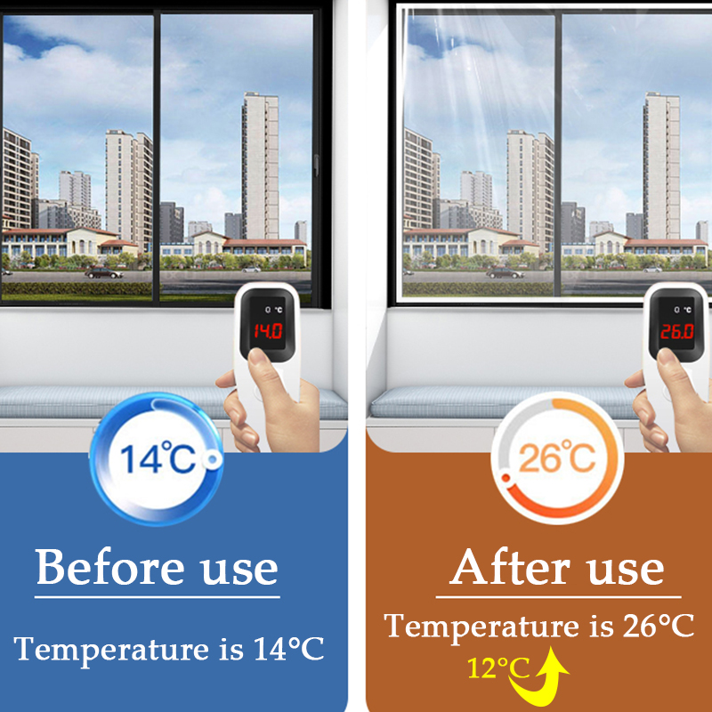 DIY Transparent Home Window Windproof Film Winter Self-Adhesive Keep Warm Film Detachable Windows See Through Rainproof Screen