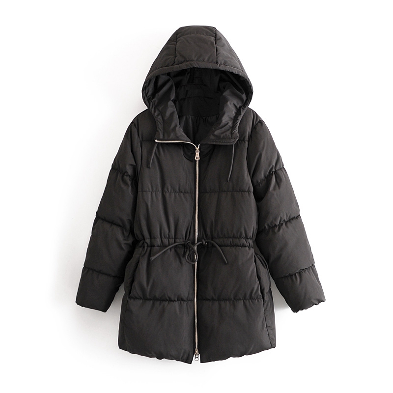 Tangada-cagoule surdimensionnée pour femmes kaki, fermeture éclair, capuche surdimensionnée, et épais, , QN72, Long manteau d'extérieur: Black / S