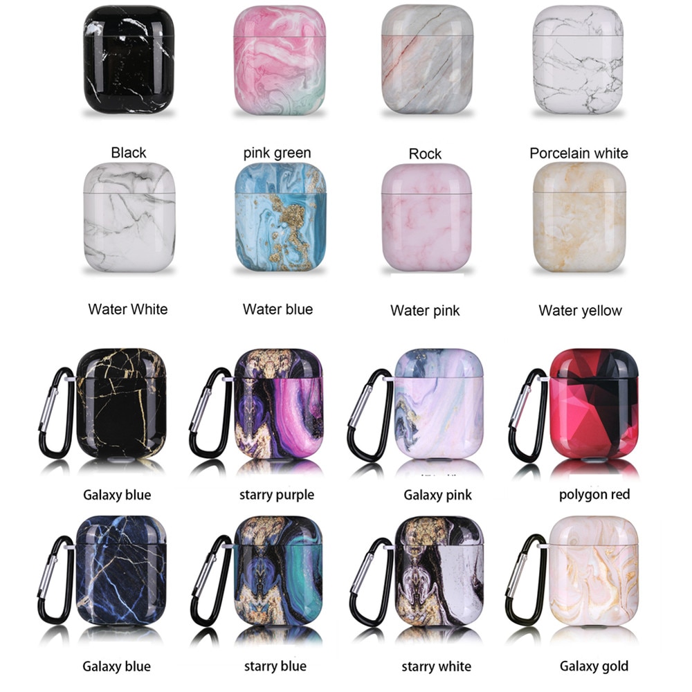 Marmor mønster etuier til airpods 1 2 øretelefon cover sødt cover til apple airpods 2 air pods 1 shell ærme coque