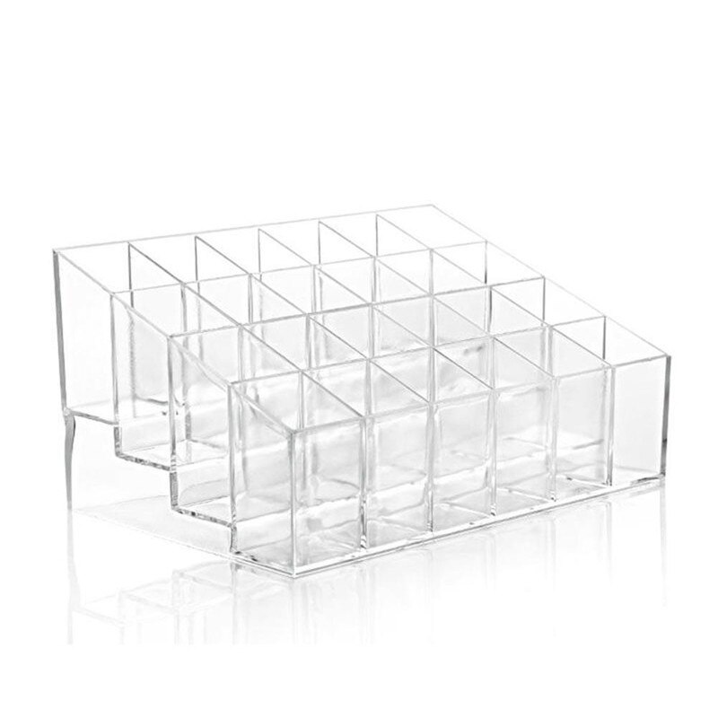 24 Grids Acrylic Makeup Lipstick Organizer Box Desktop Lipstick Clear Display Stand Holder Cosmetic Jewelry Storage Organizador: 24 Grids