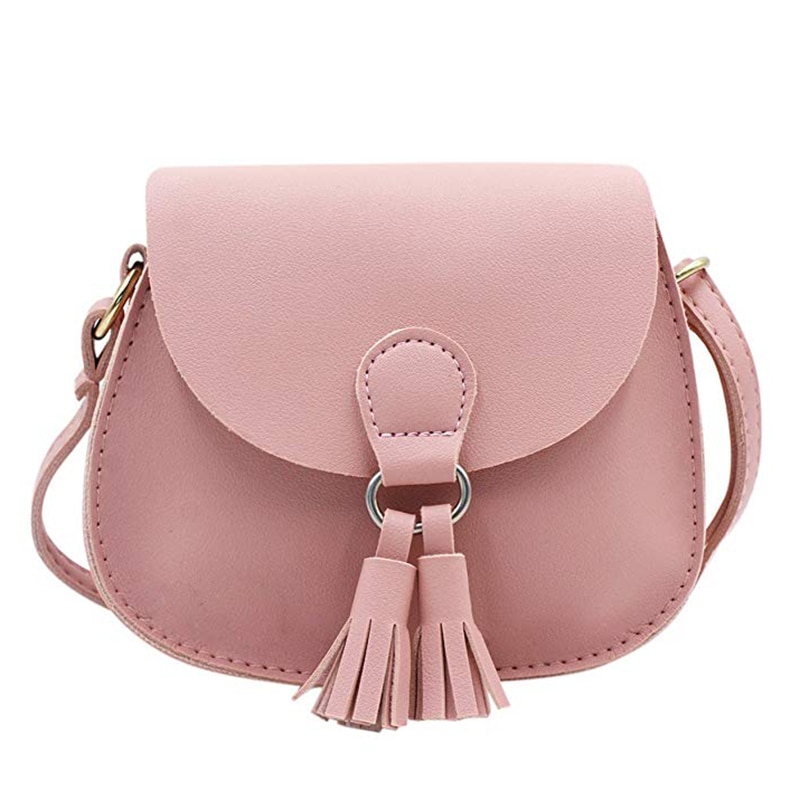 Söt katt tofs axelväska liten mini myntväska messenger bag crossbody väska för barn flickor, färg d rosa (4.7 x 3.9)