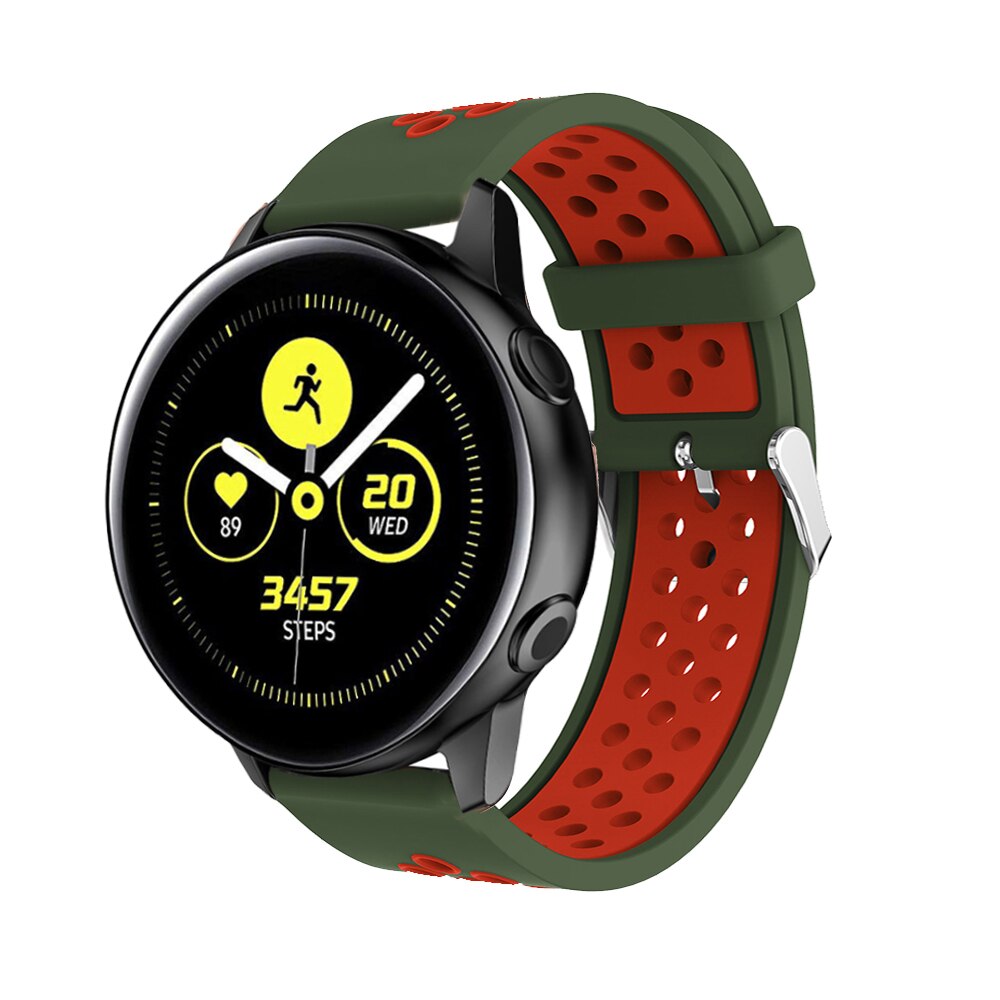 Siliconen Horlogebanden Voor Samsung Galaxy Horloge Active Smart Vervanging Armband Rubber Horloge Riem 20 Mm Riem Versnelling S2/Sport band: Green red