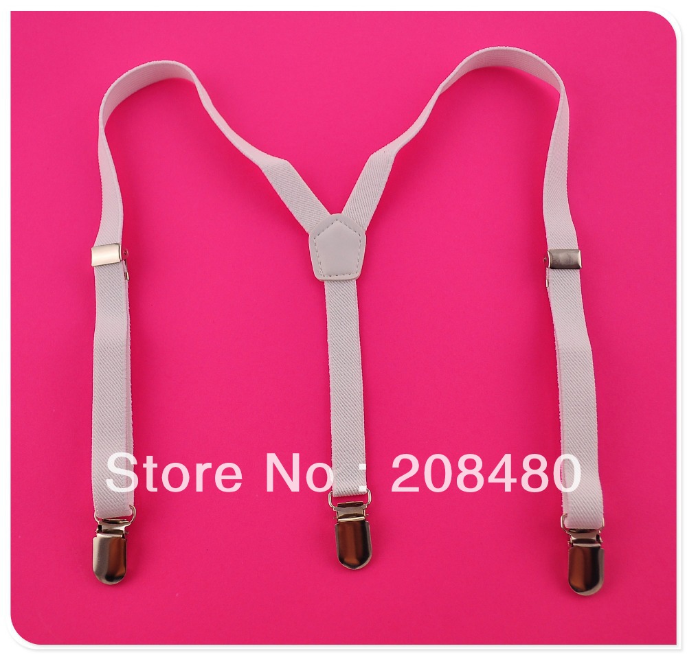 -1.5x65cm "White" Kids Suspenders Children/Boys/Girls Suspender Elastic Braces Slim Suspenders & Retail
