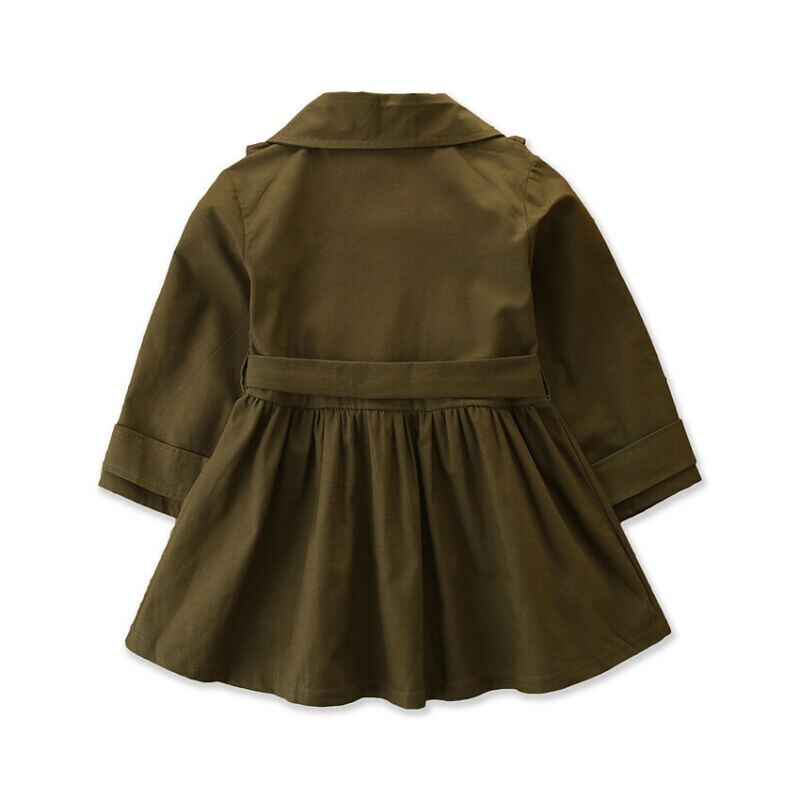2-7t flæser trench småbørn pige afslappet jakke efterår windbreaker kjole frakke langt outwear sæt