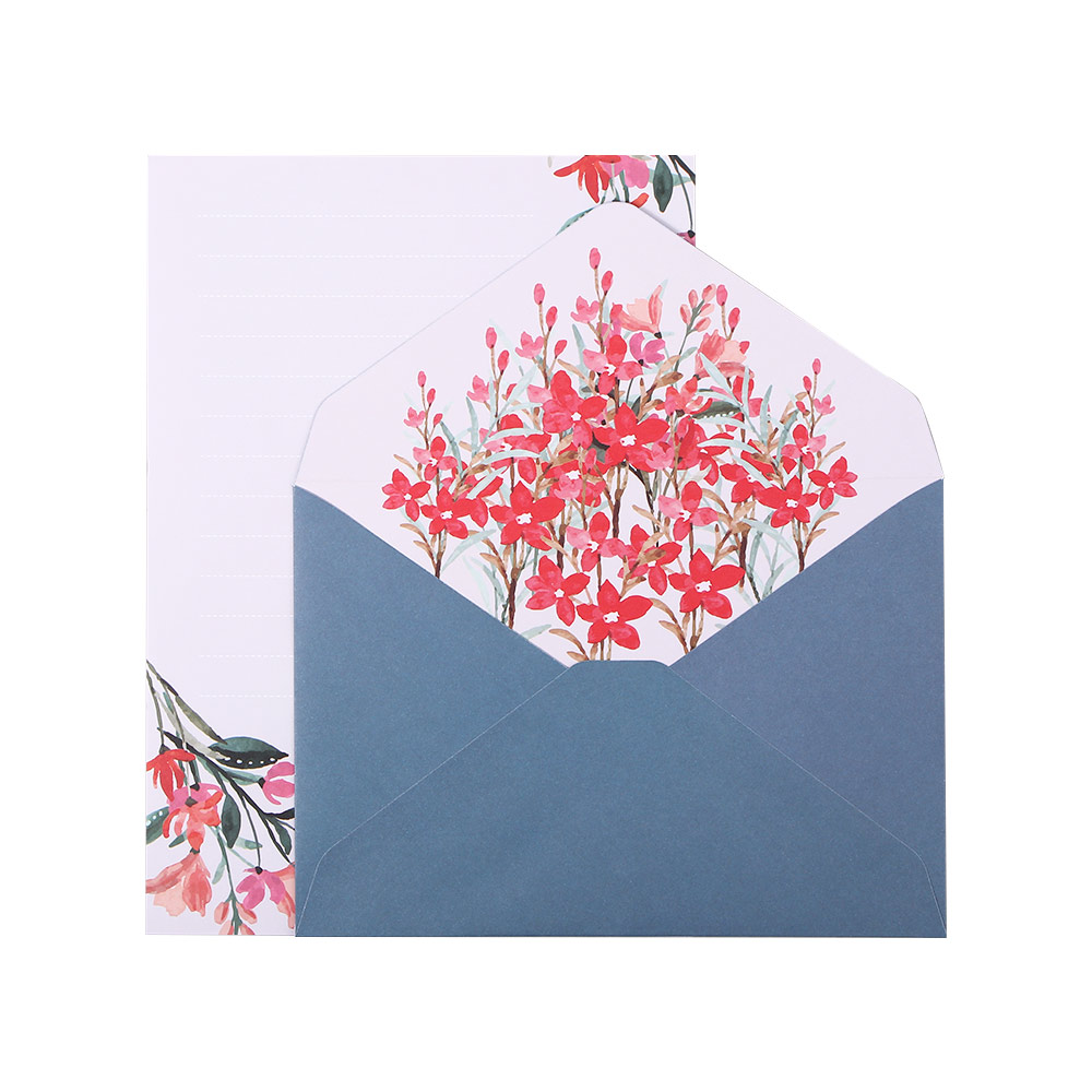 Skoleartikler papirvarer bryllupsinvitation fødselsdagsfest brevpapir skrivepapir lykønskningskort blomster kuvert: Lilla
