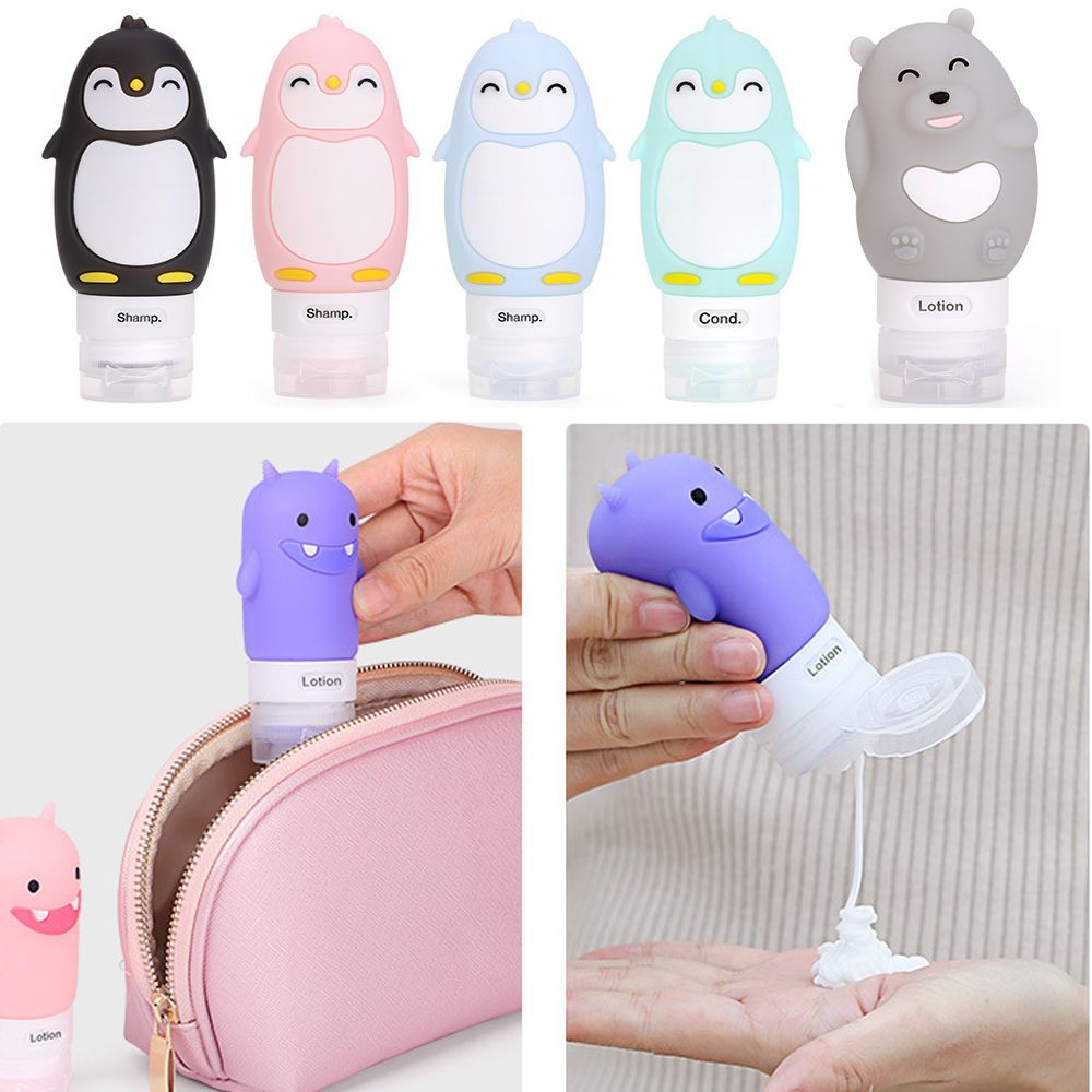 60/80/90 Ml Food-Grade Siliconen Flessen Makeup Shampoo Douchegel Lotion Sub-Bottelen Buis leuke Reizen Squeeze Lege Fles