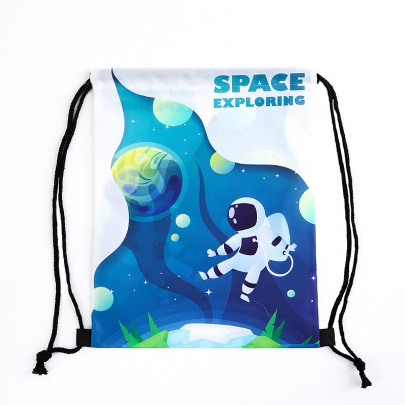 Sac à dos à cordon de serrage, imprimé, voyage, souple, pour homme, unisexe, pour femme, sac à bandoulière, sac à dos à lettres, bleu