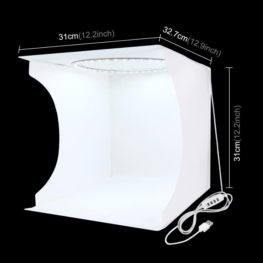 31cm opvouwbare draagbare ringlamp fotoverlichting studio opnametent box kit met 6 kleuren achtergronden (zwart, wit, oranje, rood,