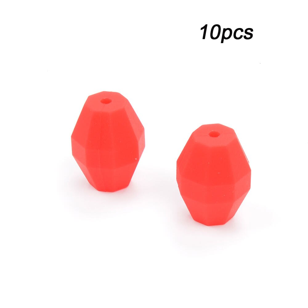 LOFCA 10pcs Baby Oak Barrel Teething Beads Geometric Shape Silicone Beads Food Grade Baby Teething Toys Chewable Jewelry DIY: Scarlet red