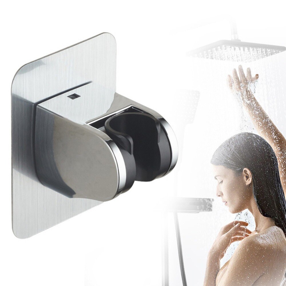 Free adjustable chrome self-adhesive shower head bracket base bathroom punch