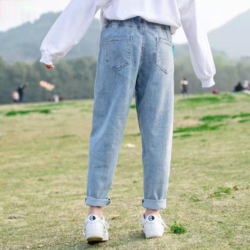 4-14Years Girls' Jeans Spring Clothes Little Girl Pants Teenager Children's Outer Wear Pants Children's Loose Girls' Trouser