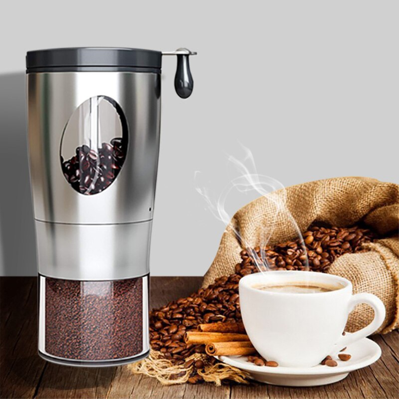 Coffe Bean Manual Grinder Expresso Cafe Grinder Machine High capacity Storage Cup Stainless Steel Coffe Grinder With Wheel