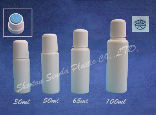 20 unids/lote 50ML botellas de plástico con aplicador de esponja PP, botella con esponja azul, botella líquida, bote aplicador de 50ml