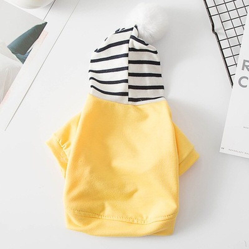 Pet wiosenna i letnia bluza z kapturem kot pies śliczny sweter obroża dla kociaka pieska koszulka dwunożny odzież płaszcz dla zwierząt odzież: yellow / XXL