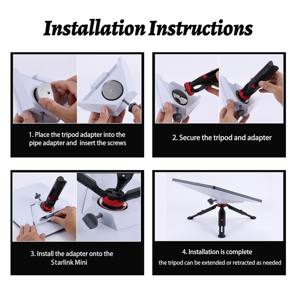 Tripé escalável para starlink mini conjunto de suporte de metal com adaptador tripé portátil ângulo ajustável para starlink mini acessórios