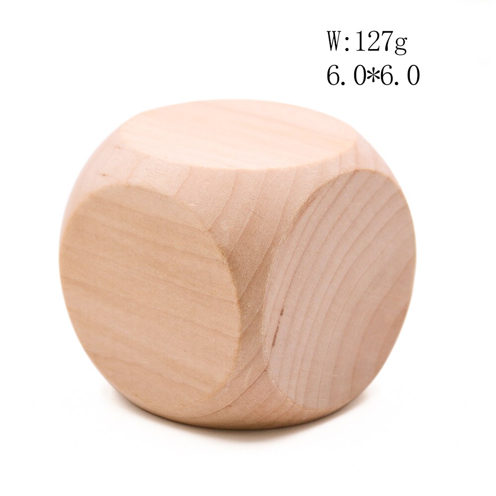Dados de madera en blanco para manualidades, juguetes de bricolaje con impresión, Chico, , entretenimiento familiar, 6 lados, 30-60mm, 1 Uds.
