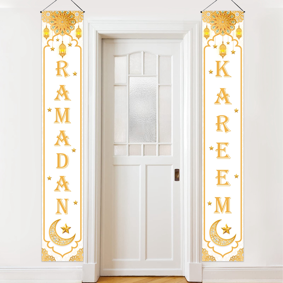 Banner da porta Eid Mubarak, decoração do Ramadã 2025 para casa Mubarak Ramadan Kareem festa muçulmana islâmica decoração Eid Al Adha presentes