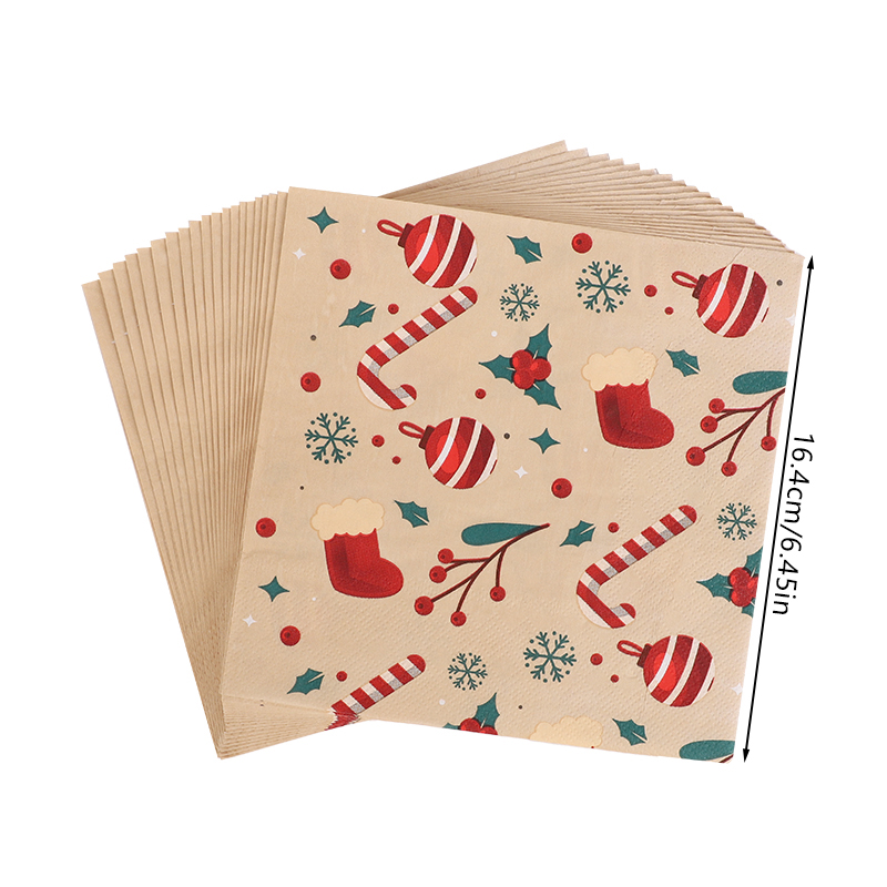 Servilletas de papel navideñas de 20 piezas, pañuelos desechables, manteles individuales navideños para mesa del hogar, decoración, suministros para de Año 2026
