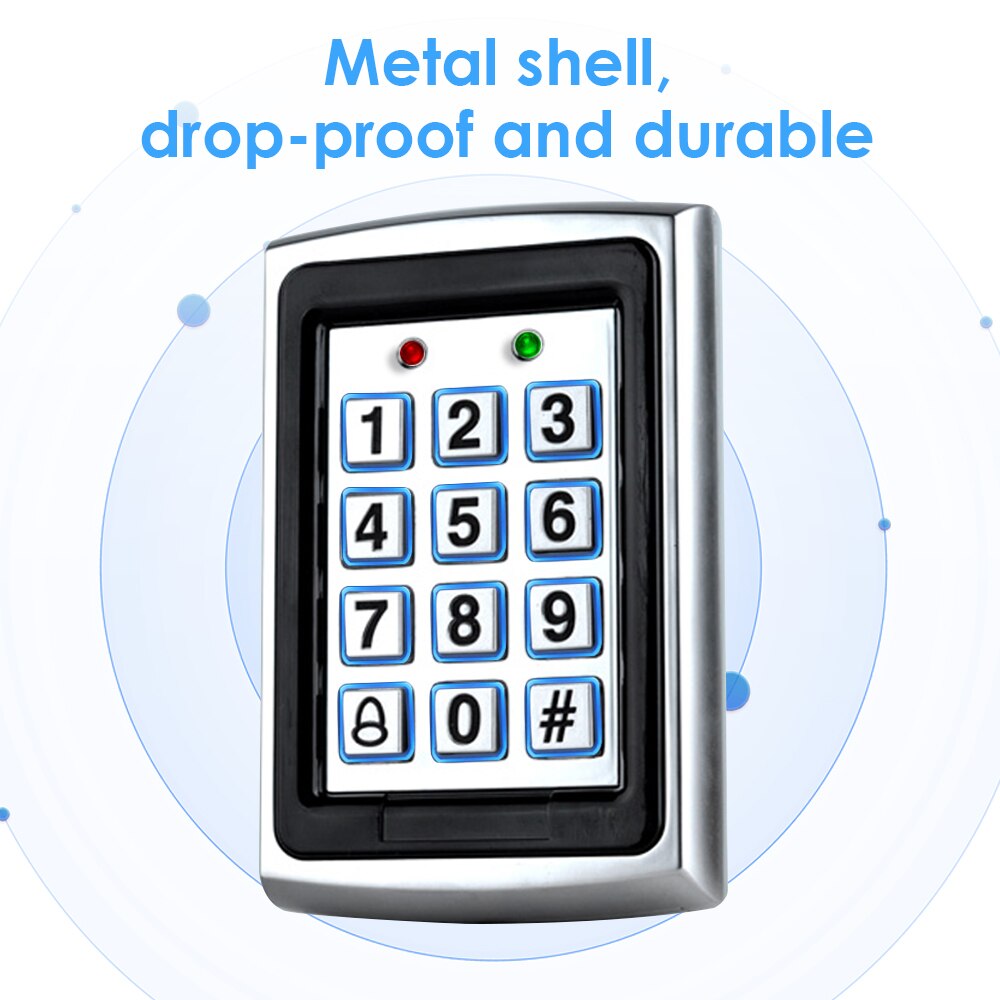 Backlight RFID Metal Access Control EM Card Reader Keypad 1000 Users door bell 125KHz Card Reader Keypad Key Fobs Door Access