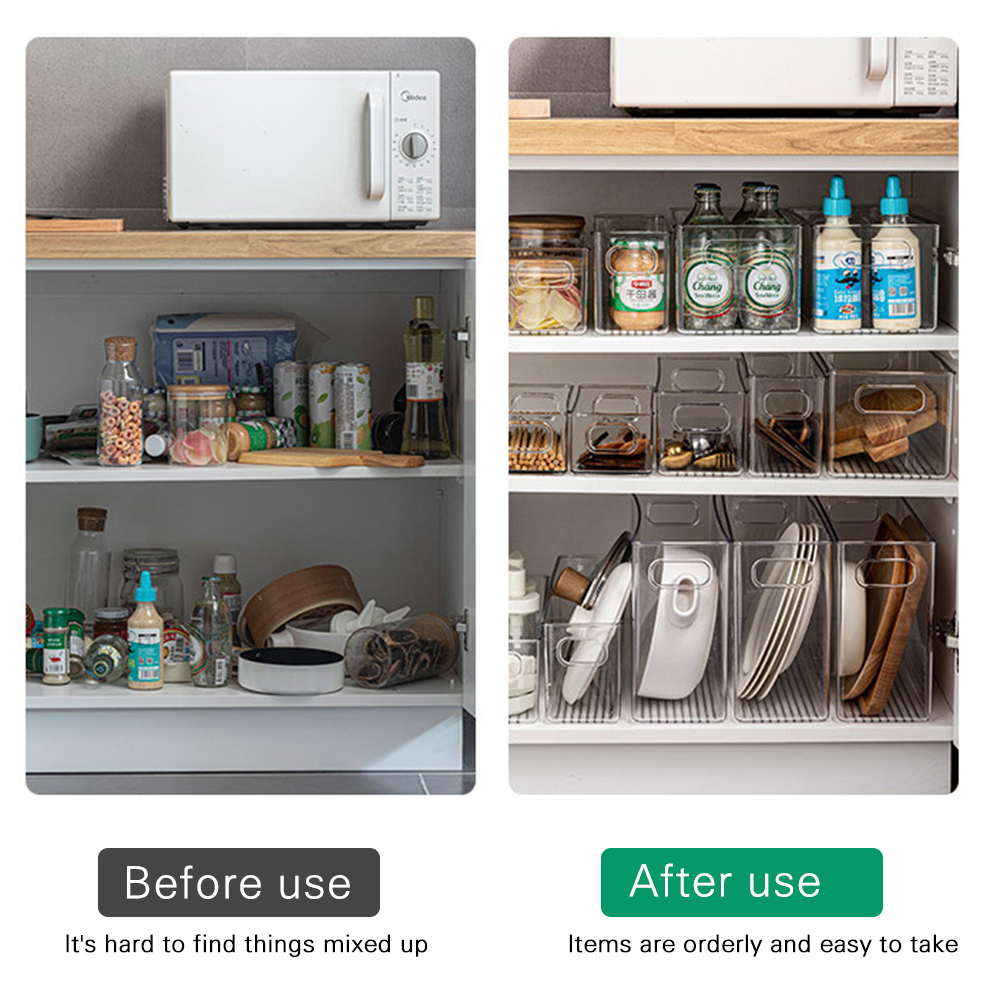 5 größen Kunststoff transparent Kühlschrank Lagerung Kasten Stapelbar Küche Schrank Schrank Organisatoren Lebensmittel Container Gewürz Veranstalter