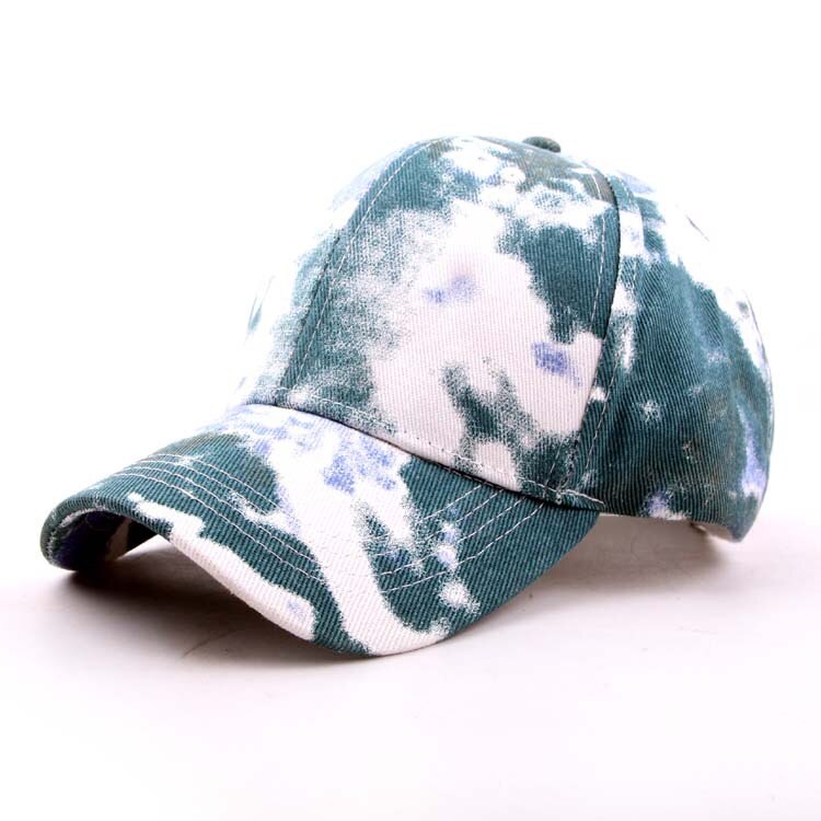 2022 tie dye baseballkasket sommer mænd kvinder trend elskere farverig snapback hat sol udendørs justerbar sol graffiti knogle: Mørkegrøn hvid