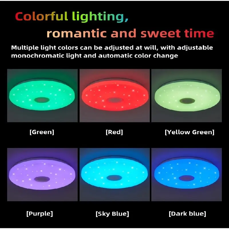RGB 36W LED-plafondlampen APP Bluetooth Muzieklicht Afstandsbediening Op afstand dimbaar 110-245V Slaapkamer Binnendecoratie Thuislicht