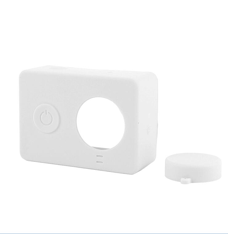 Gosear Silicone étui de protection couverture peau lentille capuchon couverture pour Xiomi Xiaomi YI Xiaoyi Action caméra accessoires caso capa: White