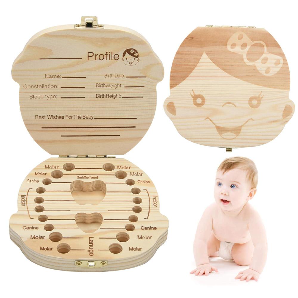 Baby Tooth Keepsake Box,Deciduous Teeth Milk Teeth Saver Boxes, Wooden First Tooth and Curl Memory Container for Child Newborns