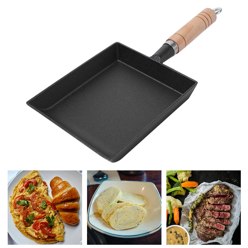Quadratische, antihaftbeschichtete Eierpfanne Ich bin japanischen Stil, Haushalts-Omelett-Hersteller, leichter Holzgriff, gebratener Topf, Küchenhelfer