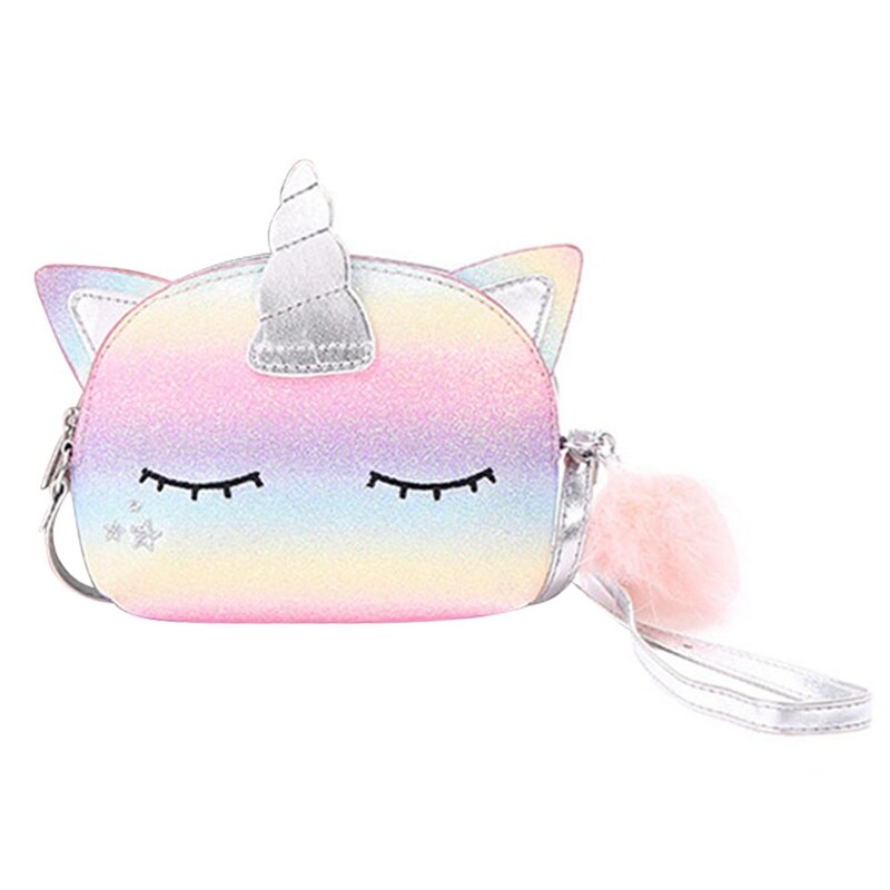 Eenhoorn Schoudertas Rainbow Sequin Leuke Cartoon Eenhoorn Schoudertas Flash Mini Meisjes Mode Reizen Afdrukken Schoudertassen Sac