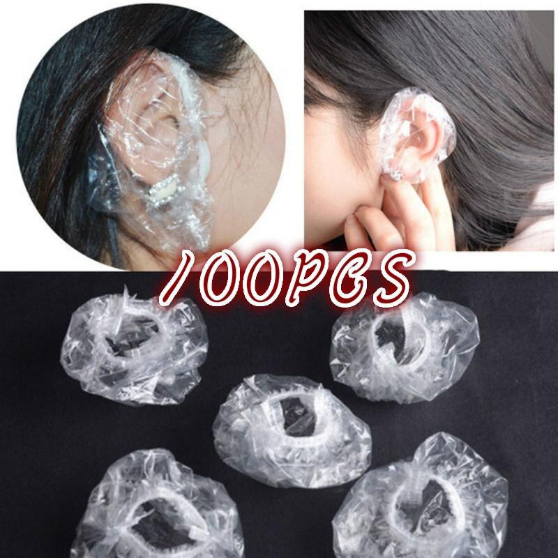 100 stk / lot engangs ørebetræk smuk pro frisørsalon klare ørebeskyttelsesbruser vandtæt hårfarve ørebeskyttelsesdæksel
