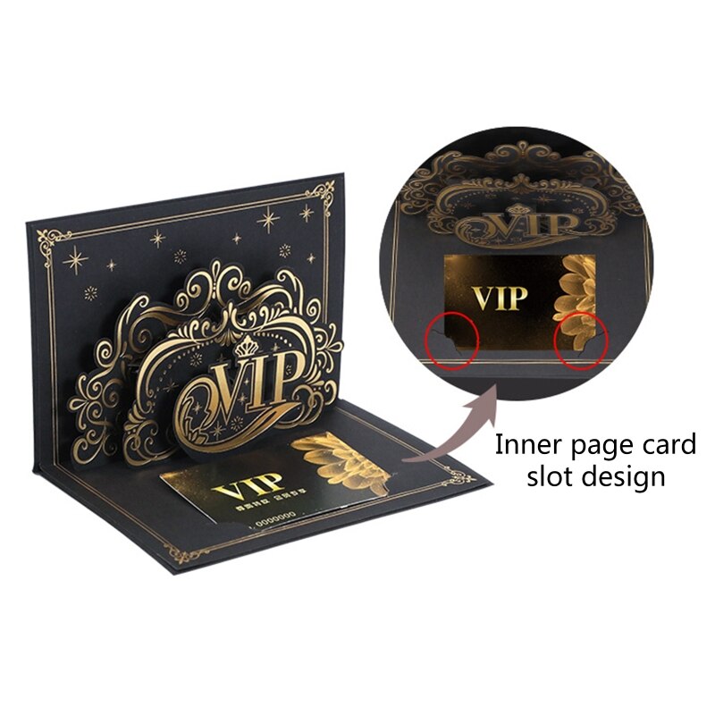 VIP Greeting Card Pop Up Love 3D Bronzing Message Inviation Thank Card for business Customer Office Staff Party Invite