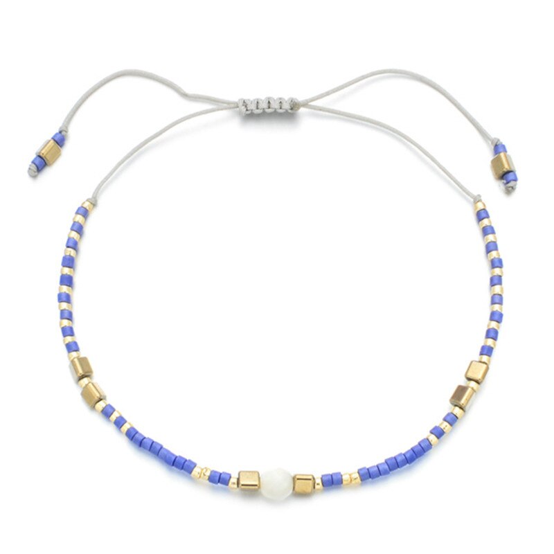 Boheme tynde miyuki beaded sten krystal armbånd & amp; armbånd til kvinder håndlavede vintage armbånd med etnisk knude