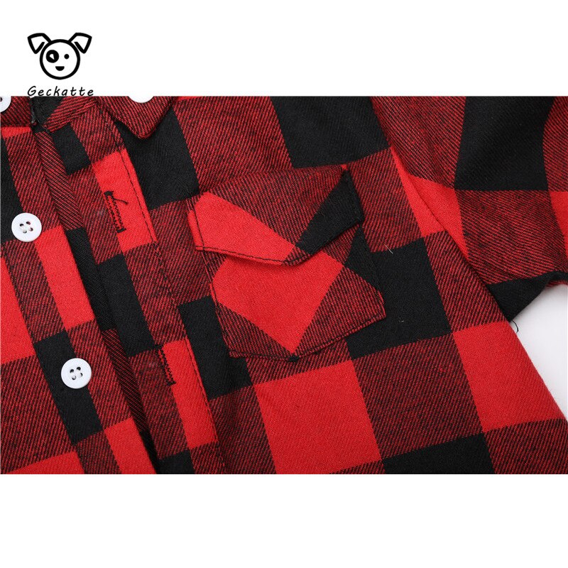 Geckatte Infant Clothing Red Plaid Shirt Little Triangle Romper Baby Girl Clothes Plaid Baby Boy Clothes Born Baby