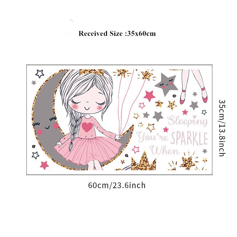 Cartoon Princess On The Moon Wall Stickers For Kid... – Grandado