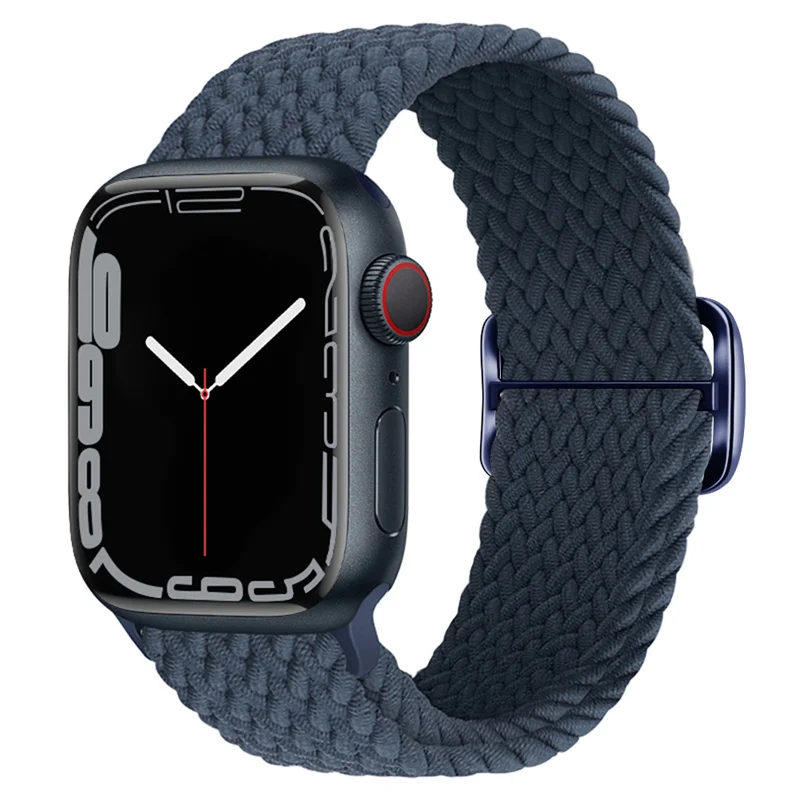 Bracelet à boucle tressée pour Apple Watch Band, Bracelet en nylon élastique, 44mm, 40mm, 49mm, 45mm, 41mm, 46mm, 42mm, iWatch Series 10, 9, 8, SE, 6, 7 Ultra: Red black / 12mm