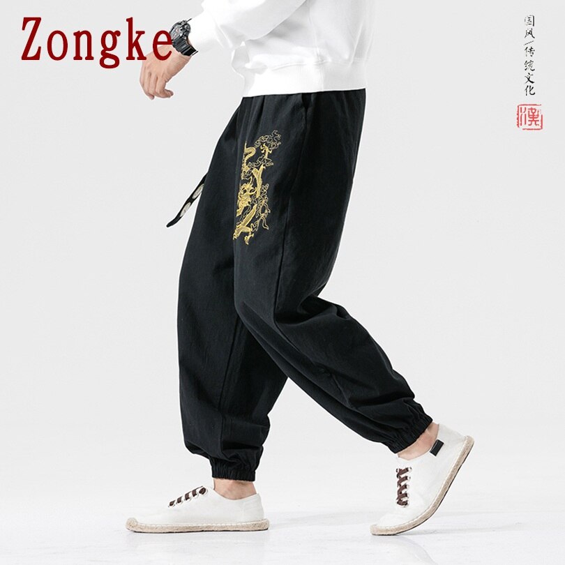 Zongke Drachen Stickerei Hosen Männer Jogger Hosen Männer Hosen Streetwear Jogginghose Harem Hosen Männer Hosen 5XL 2022 Frühjahr Neue
