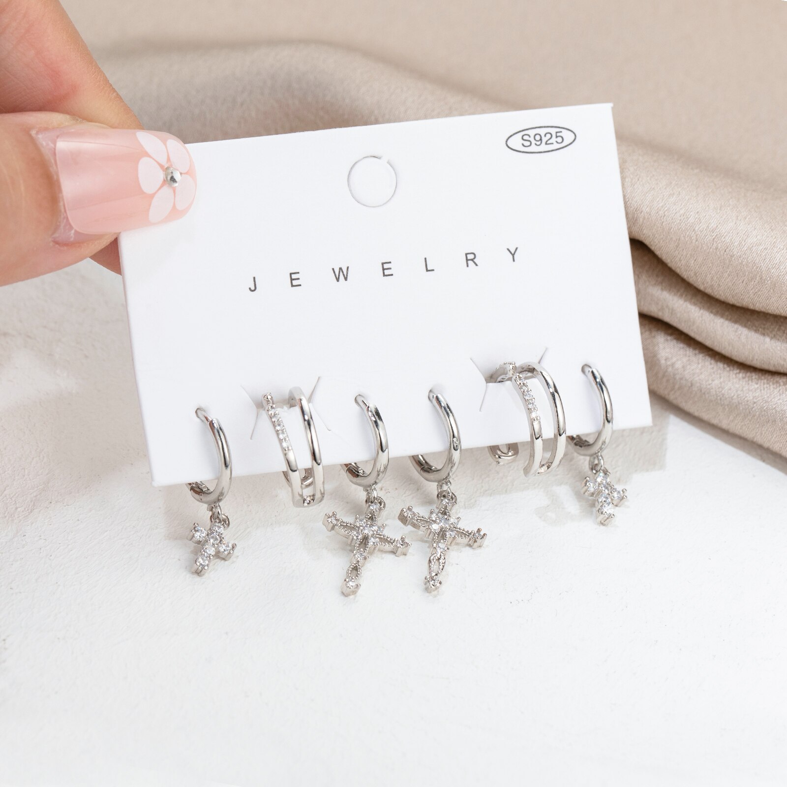 Sipengjel 6 pçs conjunto pequenos brincos de argola conjunto pérola flor folha acessórios conjunto balançar brincos de gota para festa feminino jóias presente: ETZ0065 S